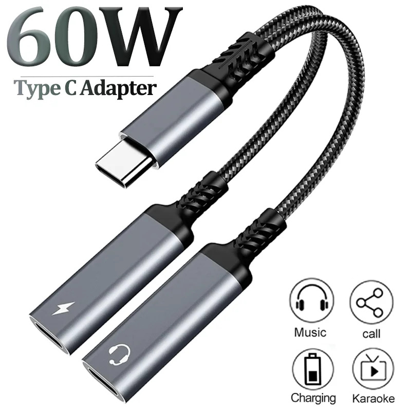 Earphone Splitter Jack - Divisor OTG 2 en 1 USB