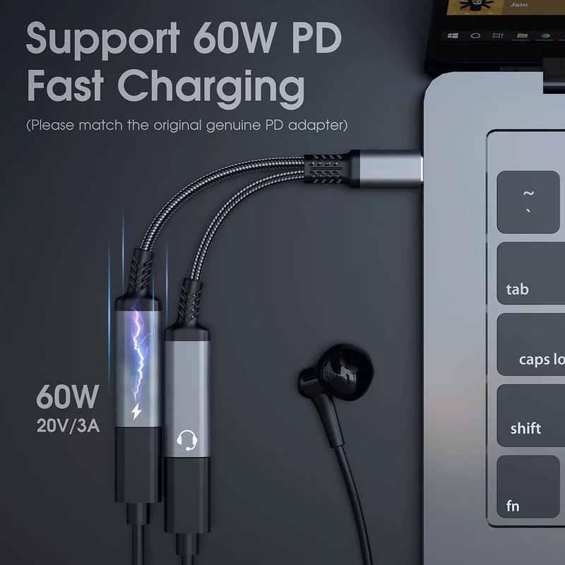 Divisor OTG 2 en 1 USB C a con - Earphone Splitter Jack reseña y precio